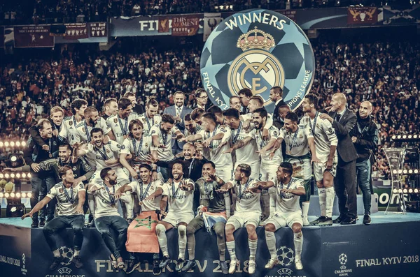 Kyiv Ucraina Maggio 2018 Calciatori Del Real Madrid Celebrano Vittoria — Foto Stock