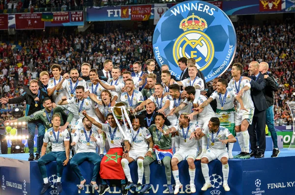 Kyiv Ucrania Mayo 2018 Los Futbolistas Del Real Madrid Celebran — Foto de Stock