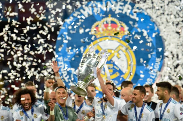 Kyiv Ucraina Maggio 2018 Calciatori Del Real Madrid Celebrano Vittoria — Foto Stock