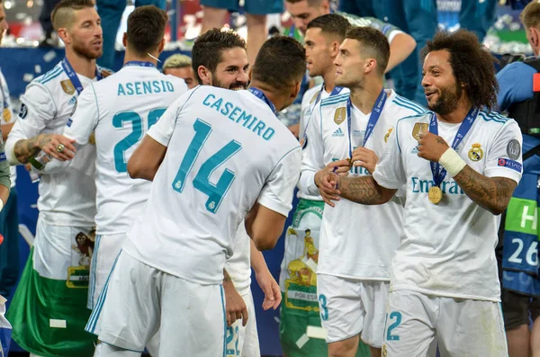 Kyiv Ukraine Mei 2018 Pemain Sepak Bola Real Madrid Merayakan — Stok Foto
