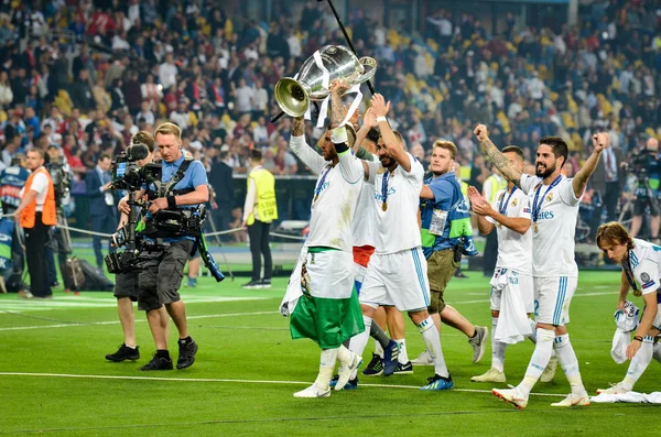 Kyiv Ucraina Maggio 2018 Sergio Ramos Del Real Madrid Festeggia — Foto Stock