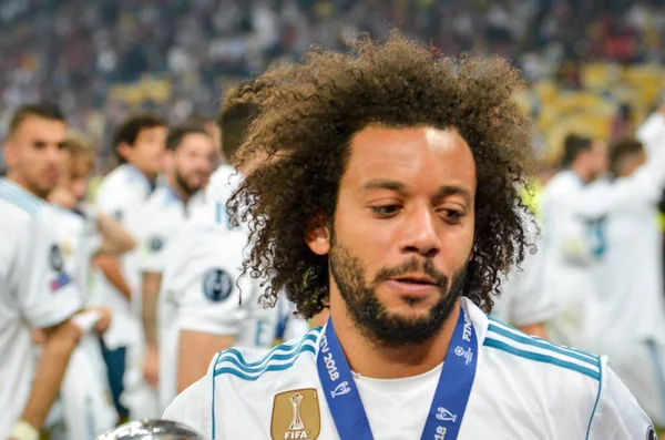 Kyjev Ukrajina Května 2018 Marcelo Real Madrid Slaví Vítězství Finále — Stock fotografie