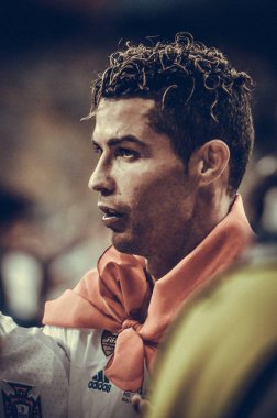 Kiev, Ukrayna - 26 Mayıs 2018: Cristiano Ronaldo Real Madrid Uefa Şampiyonlar Ligi 2018 arasında Real Madrid ve Liverpool, Ukrayna Kiev maçında son zaferi kutlamak