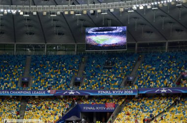 Kiev, Ukrayna - 26 Mayıs 2018: Stadyum Milli Güvenlik Olympiskiy Uefa Şampiyonlar Ligi 2018 Kiev maçında Real Madrid ve Liverpool, Ukrayna arasındaki final