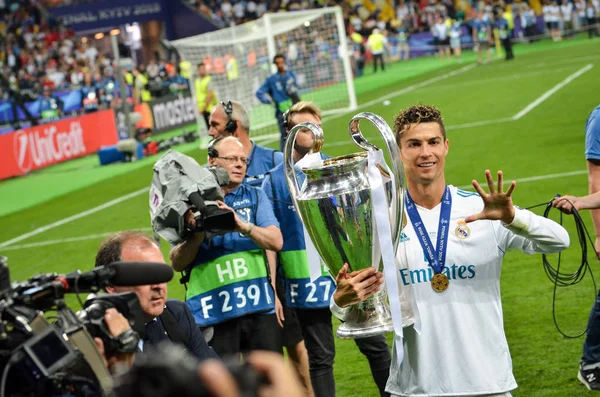 Kiev Ukrayna Mayıs 2018 Cristiano Ronaldo Onun Beş Kazanılan Şampiyonlar — Stok fotoğraf