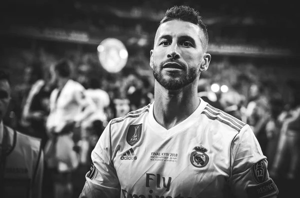 Kyiv Ucraina Maggio 2018 Sergio Ramos Del Real Madrid Festeggia — Foto Stock