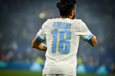 Lyon, Fransa - 16 Mayıs, 2018: Jordan Amavi arada Atletico Madrid vs Olimpik Marsilya Groupama Stadyumu, Fransa final Uefa Avrupa Ligi maçı sırasında
