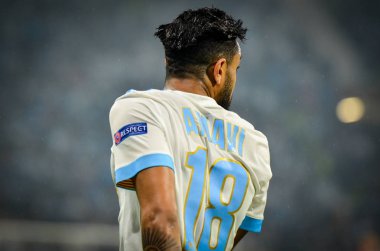 Lyon, Fransa - 16 Mayıs, 2018: Jordan Amavi arada Atletico Madrid vs Olimpik Marsilya Groupama Stadyumu, Fransa final Uefa Avrupa Ligi maçı sırasında