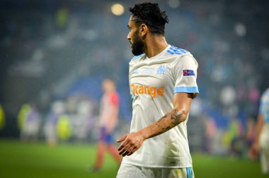 Lyon, Fransa - 16 Mayıs, 2018: Jordan Amavi arada Atletico Madrid vs Olimpik Marsilya Groupama Stadyumu, Fransa final Uefa Avrupa Ligi maçı sırasında