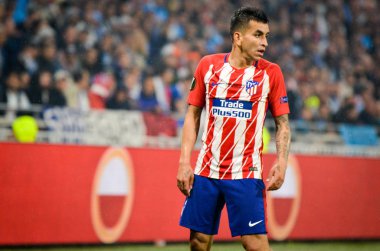 Lyon, Fransa - 16 Mayıs, 2018: Angel Correa Atletico Madrid vs Groupama Stadyumu, Fransa Olimpik Marsilya arasında final Uefa Avrupa Ligi maçı sırasında