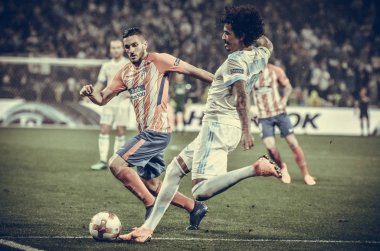 Lyon, Fransa - 16 Mayıs, 2018: Luiz Gustavo Atletico Madrid vs Groupama Stadyumu, Fransa Olimpik Marsilya arasında final Uefa Avrupa Ligi maçı sırasında