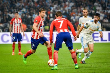 Lyon, Fransa - 16 Mayıs, 2018: Gabi Atletico Madrid vs Groupama Stadyumu, Fransa Olimpik Marsilya arasında final Uefa Avrupa Ligi maçı sırasında futbolcu