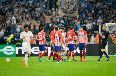 Lyon, Fransa - 16 Mayıs, 2018: Jordan Amavi arada Atletico Madrid vs Olimpik Marsilya Groupama Stadyumu, Fransa final Uefa Avrupa Ligi maçı sırasında