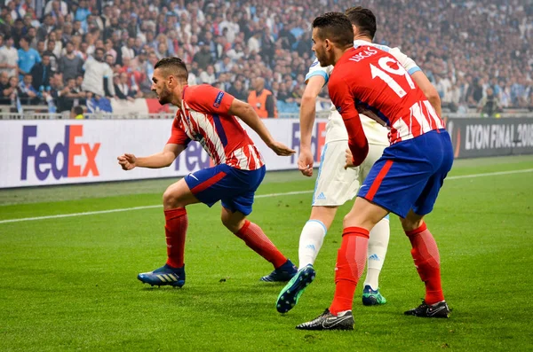 Lyon France May 2018 Koke Lucas Hernandez Final Uefa Europa — Stock Photo, Image