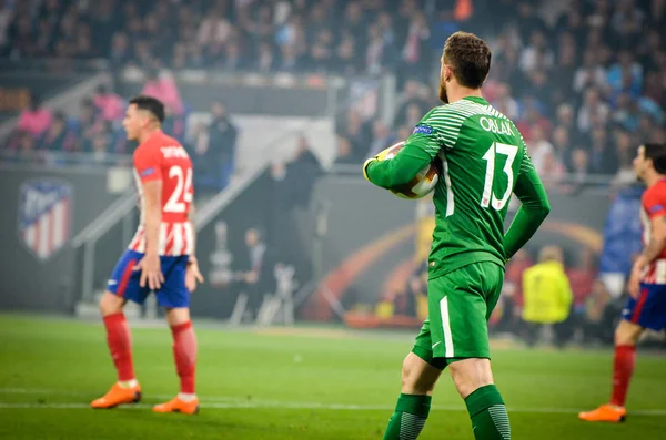 Lyon, Fransa - 16 Mayıs, 2018: Jan Oblak arada Atletico Madrid vs Olimpik Marsilya Groupama Stadyumu, Fransa final Uefa Avrupa Ligi maçı sırasında