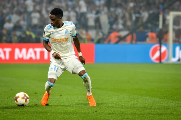 Lyon, Fransa - 16 Mayıs, 2018: Bouna Sarr Atletico Madrid vs Groupama Stadyumu, Fransa Olimpik Marsilya arasında final Uefa Avrupa Ligi maçı sırasında