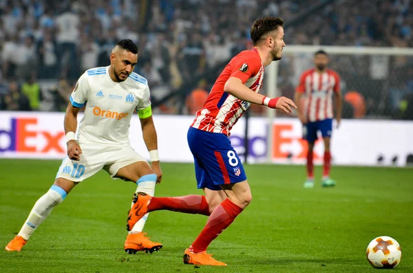 Lyon, Fransa - 16 Mayıs, 2018: Saul Niguez arada Atletico Madrid vs Olimpik Marsilya Groupama Stadyumu, Fransa final Uefa Avrupa Ligi maçı sırasında