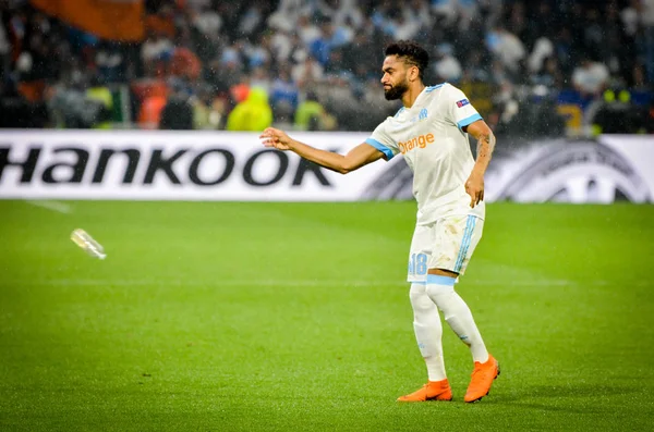 Lyon, Fransa - 16 Mayıs, 2018: Jordan Amavi arada Atletico Madrid vs Olimpik Marsilya Groupama Stadyumu, Fransa final Uefa Avrupa Ligi maçı sırasında