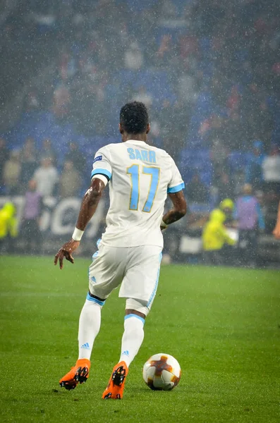 Lyon, Fransa - 16 Mayıs, 2018: Bouna Sarr Atletico Madrid vs Groupama Stadyumu, Fransa Olimpik Marsilya arasında final Uefa Avrupa Ligi maçı sırasında