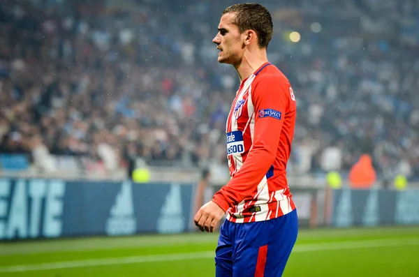 Lyon, Fransa - 16 Mayıs, 2018: Antoine Griezmann arada Atletico Madrid vs Olimpik Marsilya Groupama Stadyumu, Fransa final Uefa Avrupa Ligi maçı sırasında