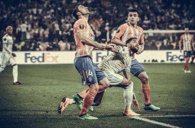 Lyon, Fransa - 16 Mayıs, 2018: Gabi Atletico Madrid vs Groupama Stadyumu, Fransa Olimpik Marsilya arasında final Uefa Avrupa Ligi maçı sırasında