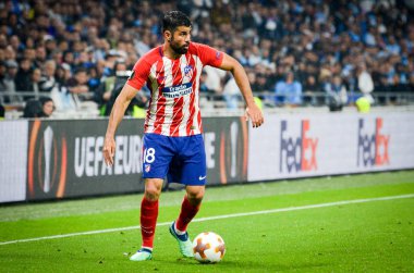 Lyon, Fransa - 16 Mayıs, 2018: Diego Costa Atletico Madrid vs Groupama Stadyumu, Fransa Olimpik Marsilya arasında final Uefa Avrupa Ligi maçı sırasında
