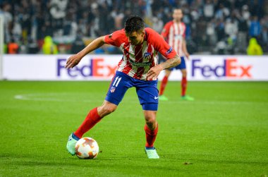 Lyon, Fransa - 16 Mayıs, 2018: Angel Correa Atletico Madrid vs Groupama Stadyumu, Fransa Olimpik Marsilya arasında final Uefa Avrupa Ligi maçı sırasında