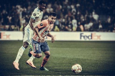 Lyon, Fransa - 16 Mayıs, 2018: Angel Correa Atletico Madrid vs Groupama Stadyumu, Fransa Olimpik Marsilya arasında final Uefa Avrupa Ligi maçı sırasında