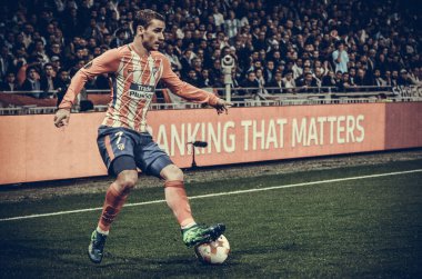 Lyon, Fransa - 16 Mayıs, 2018: Antoine Griezmann arada Atletico Madrid vs Olimpik Marsilya Groupama Stadyumu, Fransa final Uefa Avrupa Ligi maçı sırasında