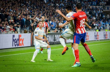 Lyon, Fransa - 16 Mayıs, 2018: Diego Costa Atletico Madrid vs Groupama Stadyumu, Fransa Olimpik Marsilya arasında final Uefa Avrupa Ligi maçı sırasında