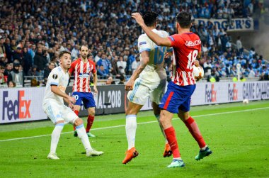 Lyon, Fransa - 16 Mayıs, 2018: Diego Costa Atletico Madrid vs Groupama Stadyumu, Fransa Olimpik Marsilya arasında final Uefa Avrupa Ligi maçı sırasında