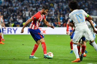 Lyon, Fransa - 16 Mayıs, 2018: Diego Costa Atletico Madrid vs Groupama Stadyumu, Fransa Olimpik Marsilya arasında final Uefa Avrupa Ligi maçı sırasında
