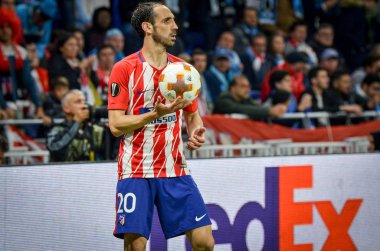 Lyon, Fransa - 16 Mayıs, 2018: Juanfran Atletico Madrid vs Groupama Stadyumu, Fransa Olimpik Marsilya arasında final Uefa Avrupa Ligi maçı sırasında