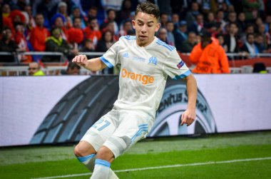 Lyon, Fransa - 16 Mayıs, 2018: Maxime Lopez Atletico Madrid vs Groupama Stadyumu, Fransa Olimpik Marsilya arasında final Uefa Avrupa Ligi maçı sırasında