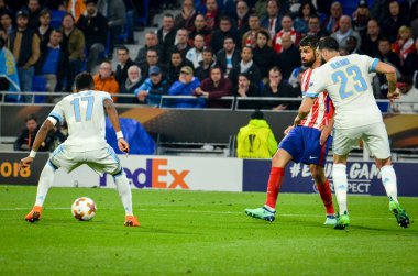 Lyon, Fransa - 16 Mayıs, 2018: Diego Costa Atletico Madrid vs Groupama Stadyumu, Fransa Olimpik Marsilya arasında final Uefa Avrupa Ligi maçı sırasında