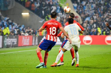 Lyon, Fransa - 16 Mayıs, 2018: Diego Costa Atletico Madrid vs Groupama Stadyumu, Fransa Olimpik Marsilya arasında final Uefa Avrupa Ligi maçı sırasında