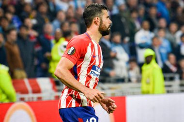 Lyon, Fransa - 16 Mayıs, 2018: Diego Costa Atletico Madrid vs Groupama Stadyumu, Fransa Olimpik Marsilya arasında final Uefa Avrupa Ligi maçı sırasında
