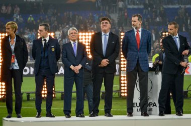 Lyon, Fransa - 16 Mayıs, 2018: Uefa Avrupa Ligi Kupası Groupama Stadyumu, Fransa önce en yüksek liderlik