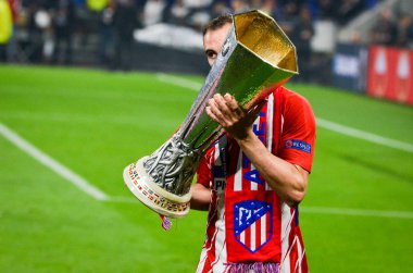 Lyon, Fransa - 16 Mayıs, 2018: Juanfran kisses Kupası Uefa Avrupa Ligi Groupama Stadyumu, Fransa