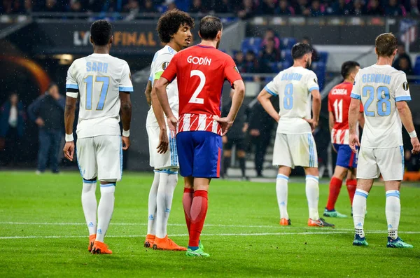 Lyon Francja Maja 2018 Diego Godin Podczas Finałowego Meczu Ligi — Zdjęcie stockowe