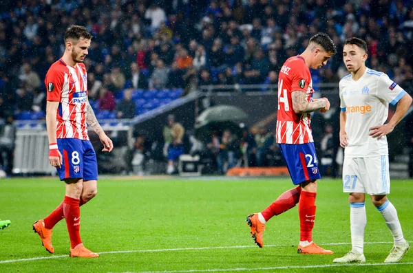 Lyon, Fransa - 16 Mayıs, 2018: Saul Niguez arada Atletico Madrid vs Olimpik Marsilya Groupama Stadyumu, Fransa final Uefa Avrupa Ligi maçı sırasında