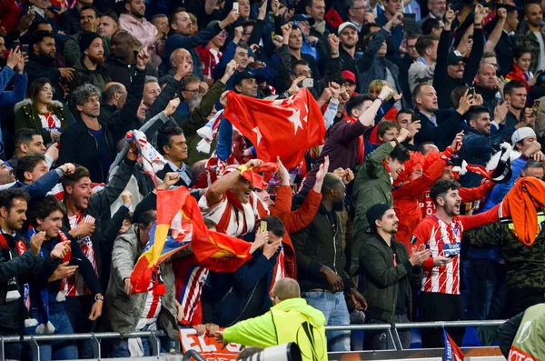 Lyon France May 2018 Atletico Madrid Fans Stands Support Team — Stock Photo, Image