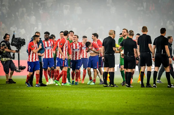 Lyon Franciaország 2018 Május Athletico Madrid Ünnepli Győzelmet Végső Uefa — Stock Fotó