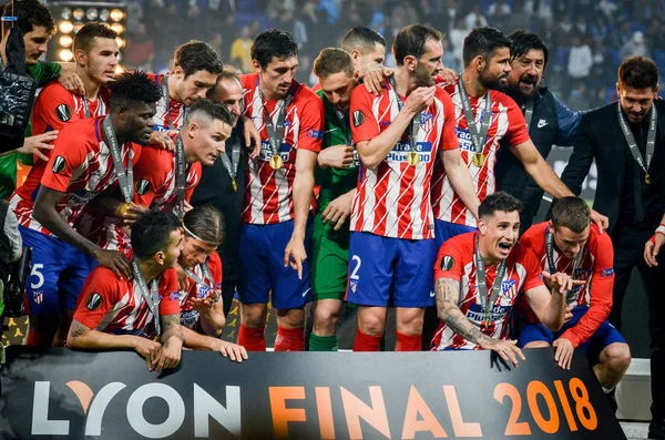 Ліон Франція Травня 2018 Athletico Мадриді Гравця Святкує Перемогу Фінал — стокове фото