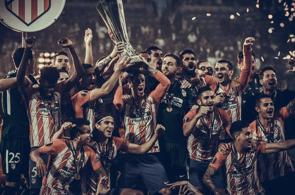 Lyon Francie Května 2018 Atletico Madrid Fernando Torres Slavnostním Ohňostrojem — Stock fotografie