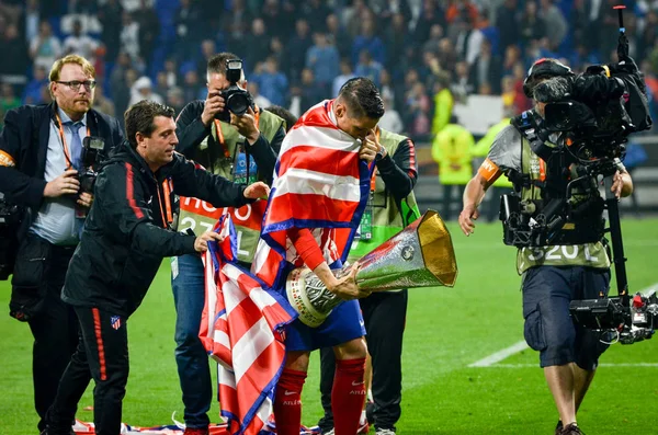 Lyon França Maio 2018 Fernando Torres Celebra Vitória Com Liga — Fotografia de Stock