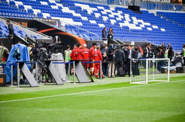 Lyon, Fransa - 16 Mayıs, 2018: Lyon Stadyumu Olimpik Marsilya Groupama Stadyumu, Fransa Atletico Madrid rakip arasındaki final Uefa Avrupa Ligi maçı sırasında ayrıntılı