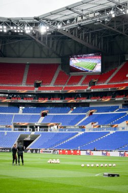 Lyon, Fransa - 16 Mayıs, 2018: Lyon Stadyumu Olimpik Marsilya Groupama Stadyumu, Fransa Atletico Madrid rakip arasındaki final Uefa Avrupa Ligi maçı sırasında ayrıntılı