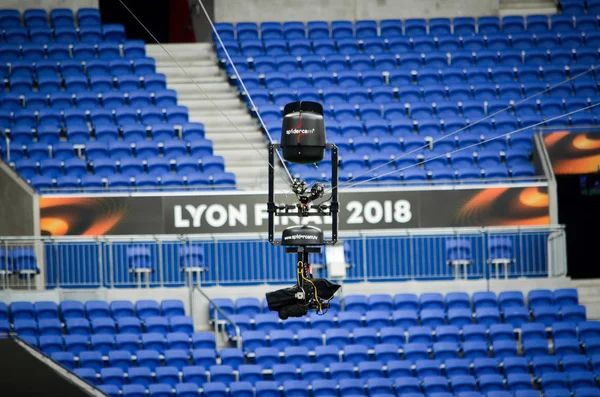 Lyon France Mai 2018 Caméra Spider Envole Dessus Stade Lyonnais — Photo