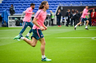 Lyon, Fransa - 16 Mayıs, 2018: eğitim futbolcular final Uefa Avrupa Ligi önce Atletico Madrid Maç Groupama Stadyumu, Fransa